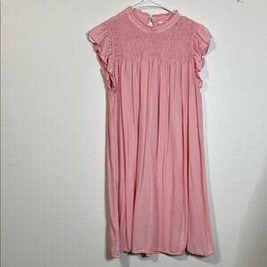 crown & ivy Petite Pink Ruffled Neckline Dress